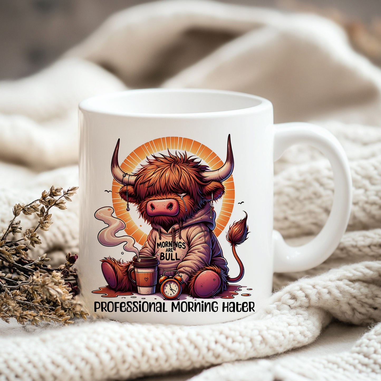 Grumpy Highland Cow PNG | Espresso Yourself Funny Farm Clipart