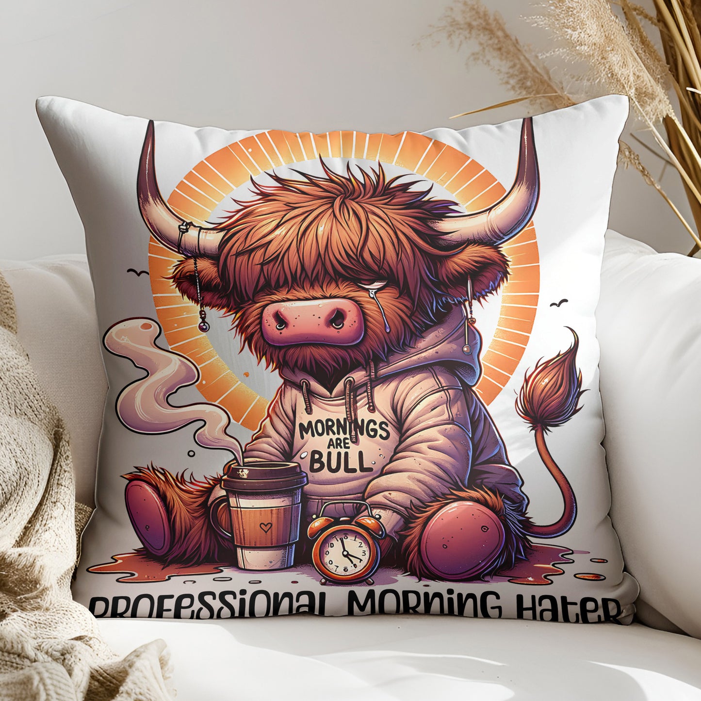 Grumpy Highland Cow PNG | Espresso Yourself Funny Farm Clipart