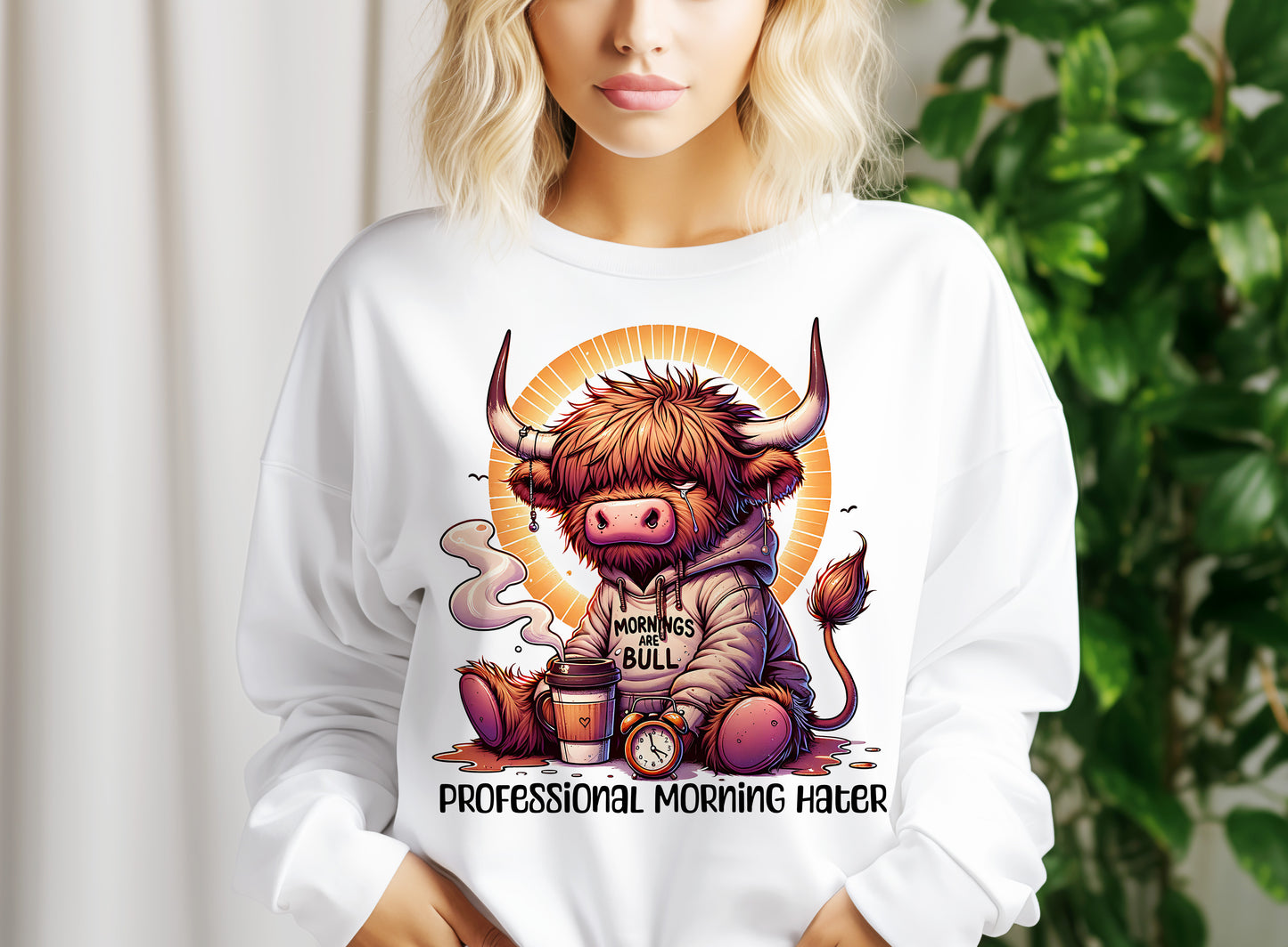 Grumpy Highland Cow PNG | Espresso Yourself Funny Farm Clipart