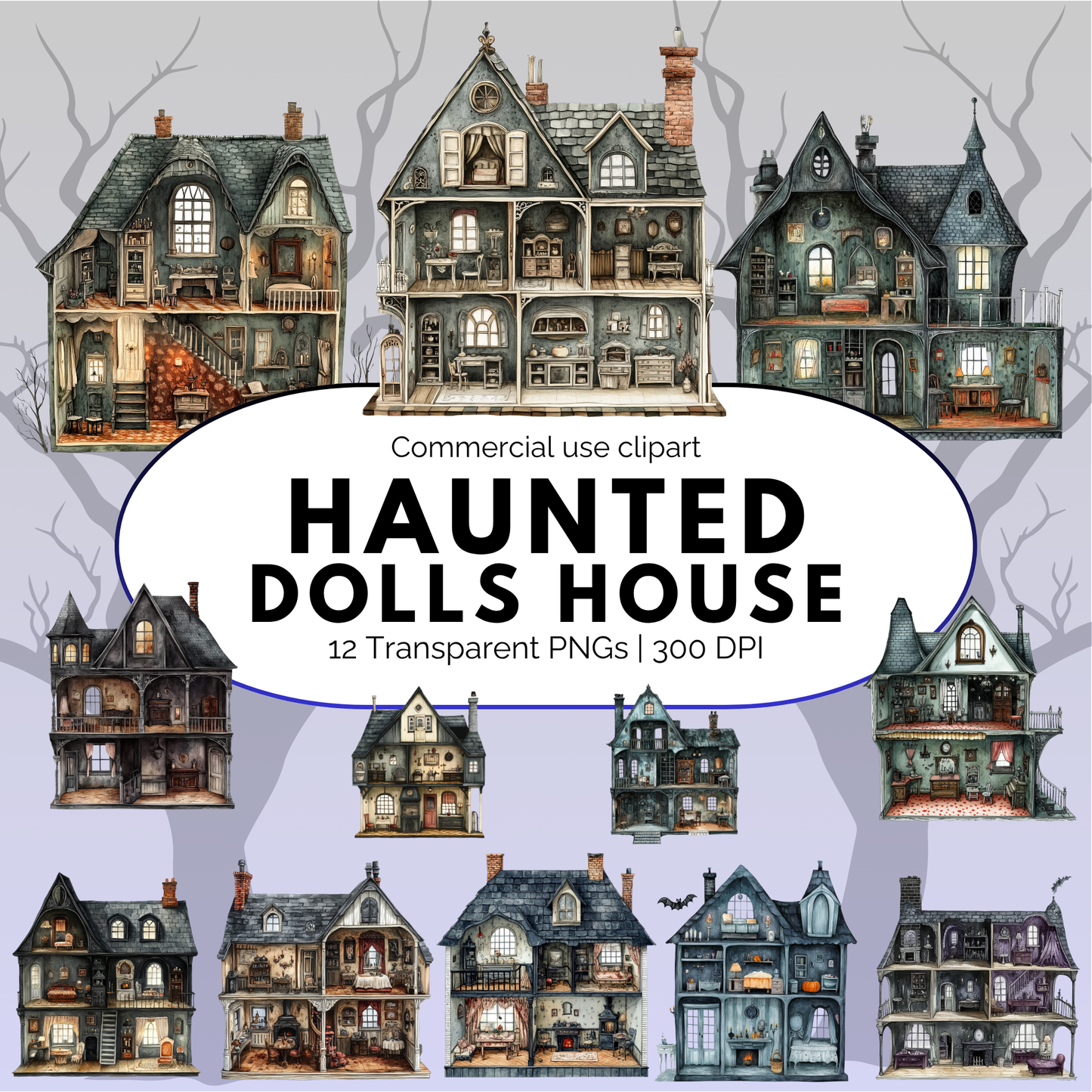 Clipart de casa de muñecas embrujada