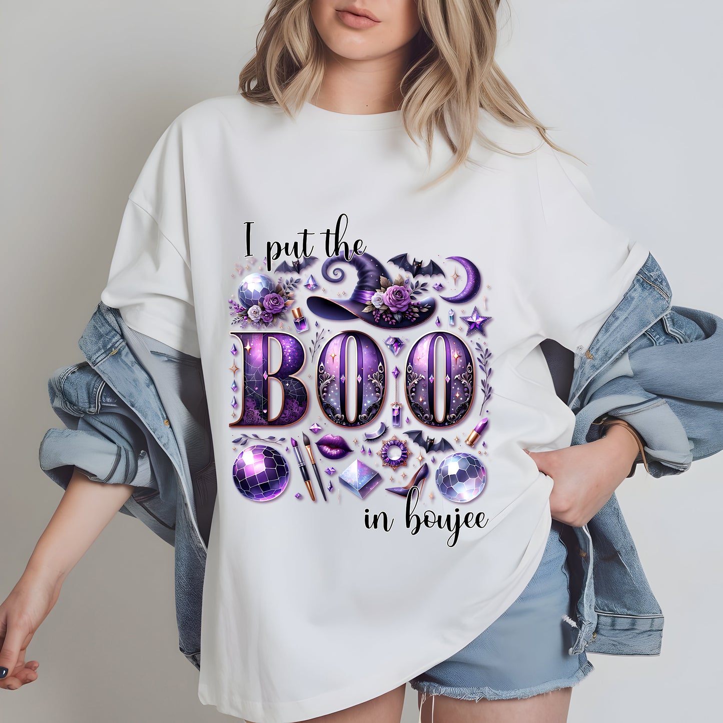 I Put The Boo in Boujee PNG – Coquette Ghost Retro Halloween Sublimation