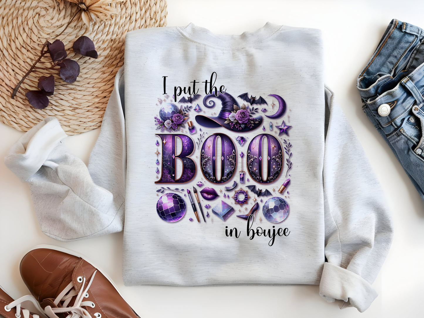 I Put The Boo in Boujee PNG – Coquette Ghost Retro Halloween Sublimation