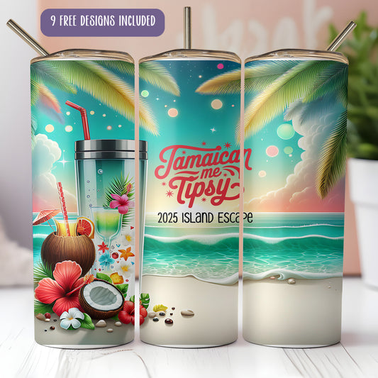 Jamaica Trip Tumbler Wrap PNG – 20oz Skinny Girls Vacation Sublimation Design