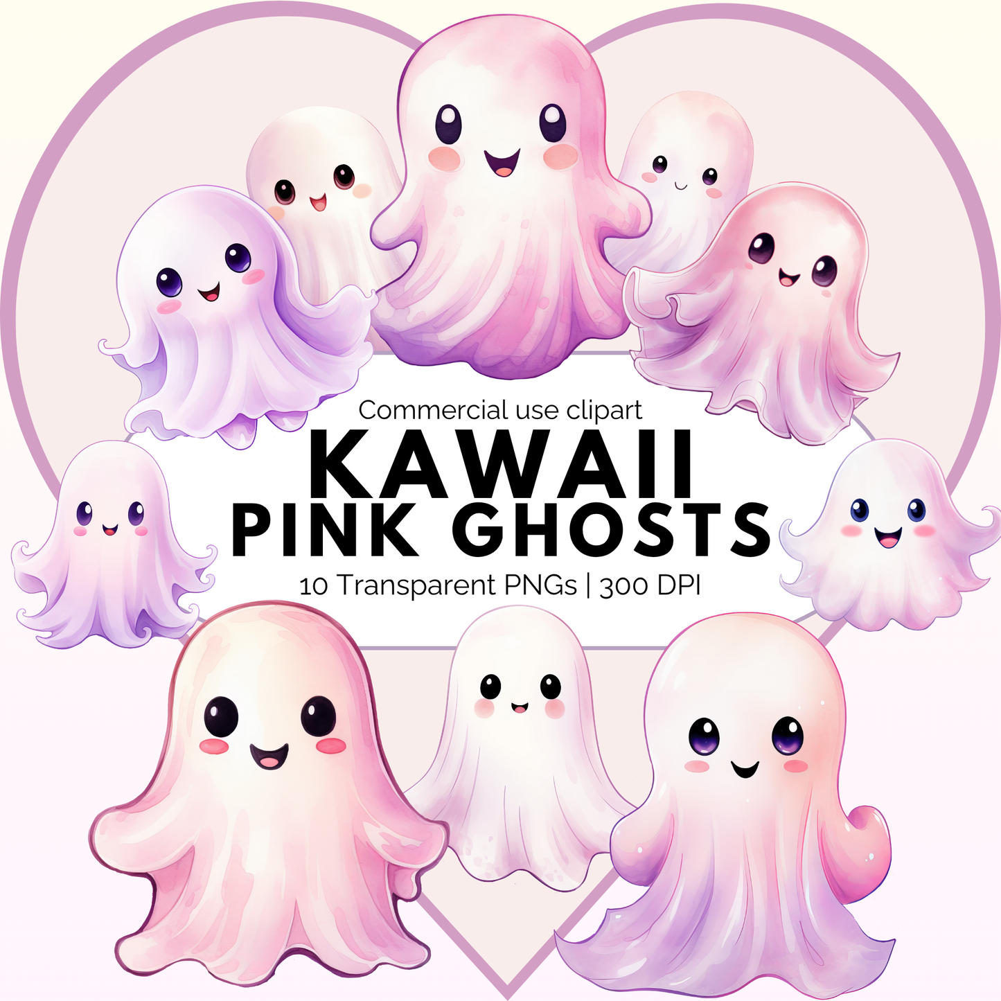 Lindos fantasmas kawaii rosados
