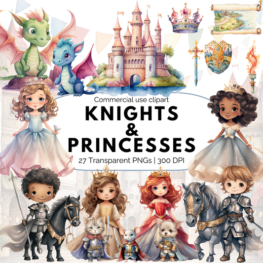 Clipart de caballeros y princesas de cuentos de hadas