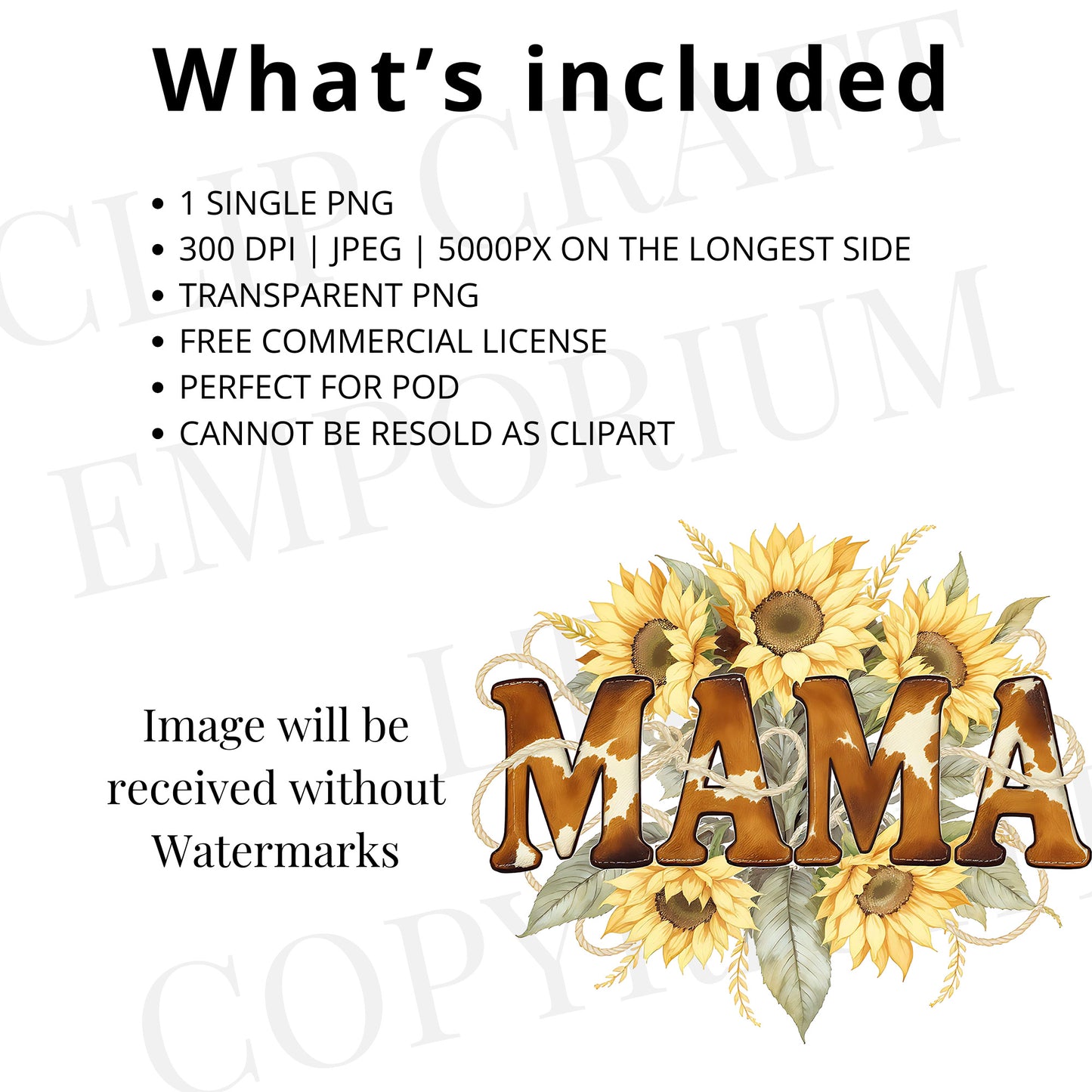 Mama Cowhide Sunflower PNG – Western Leopard Print Country Mom Sublimation Design