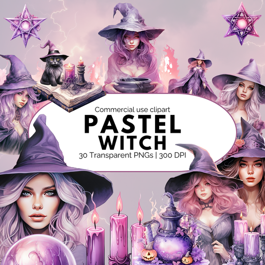 Pastel Witch Clipart
