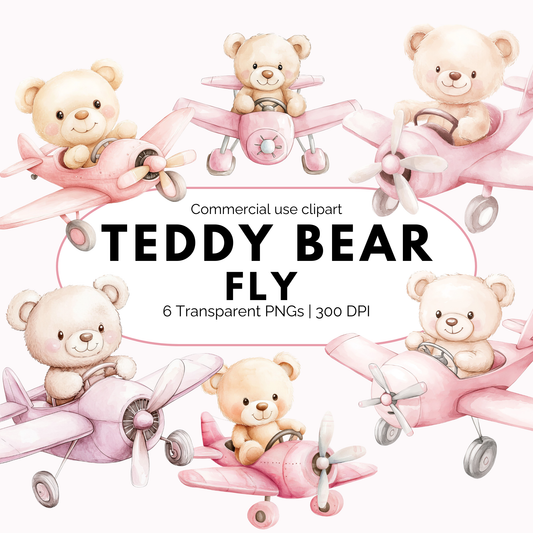 Clipart de oso de peluche rosa con mosca