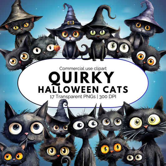 Quirky Black Cat Clipart