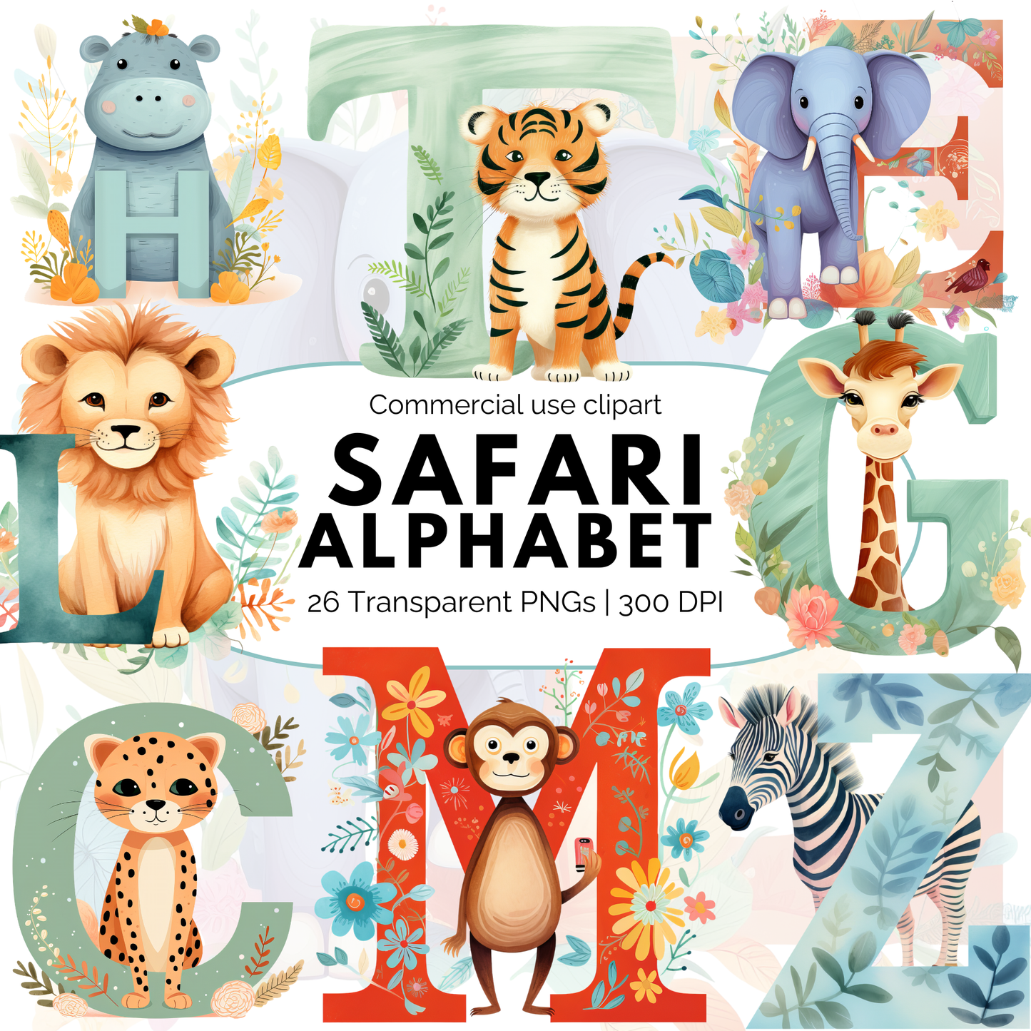 Clipart del alfabeto de Safari