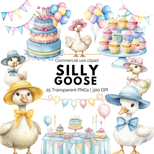 Clipart de ganso tonto con globo