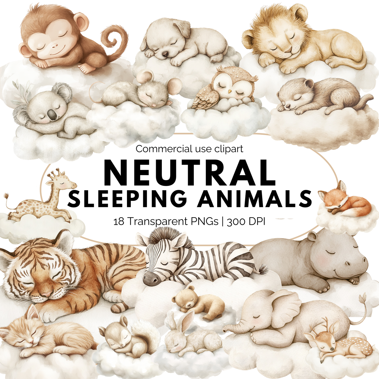 Imágenes prediseñadas de animales durmiendo neutrales