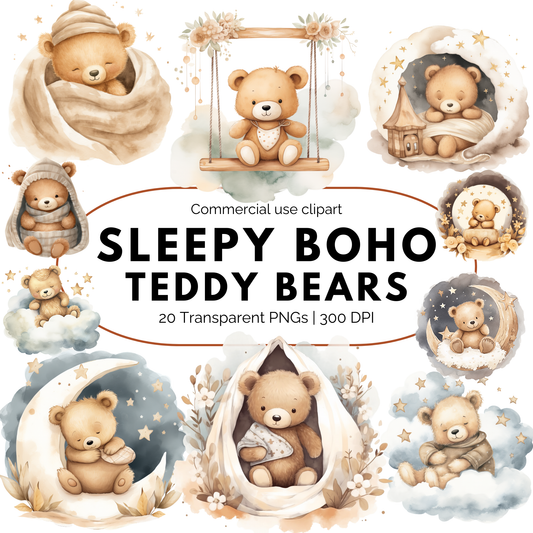 Clipart de oso de peluche durmiendo