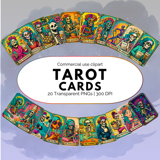 Funny Tarot Card PNG Clipart – Sarcastic Skeleton Sublimation Design