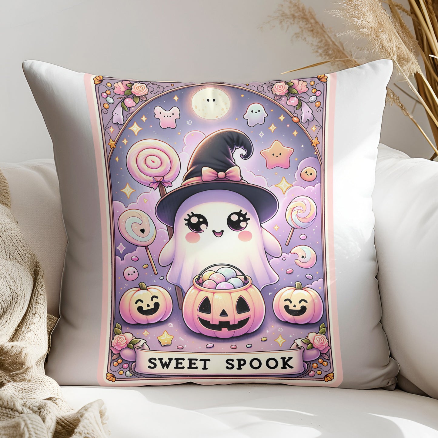 Carta del Tarot de Truco o Trato PNG: Lindo diseño de sublimación de fantasma de Halloween