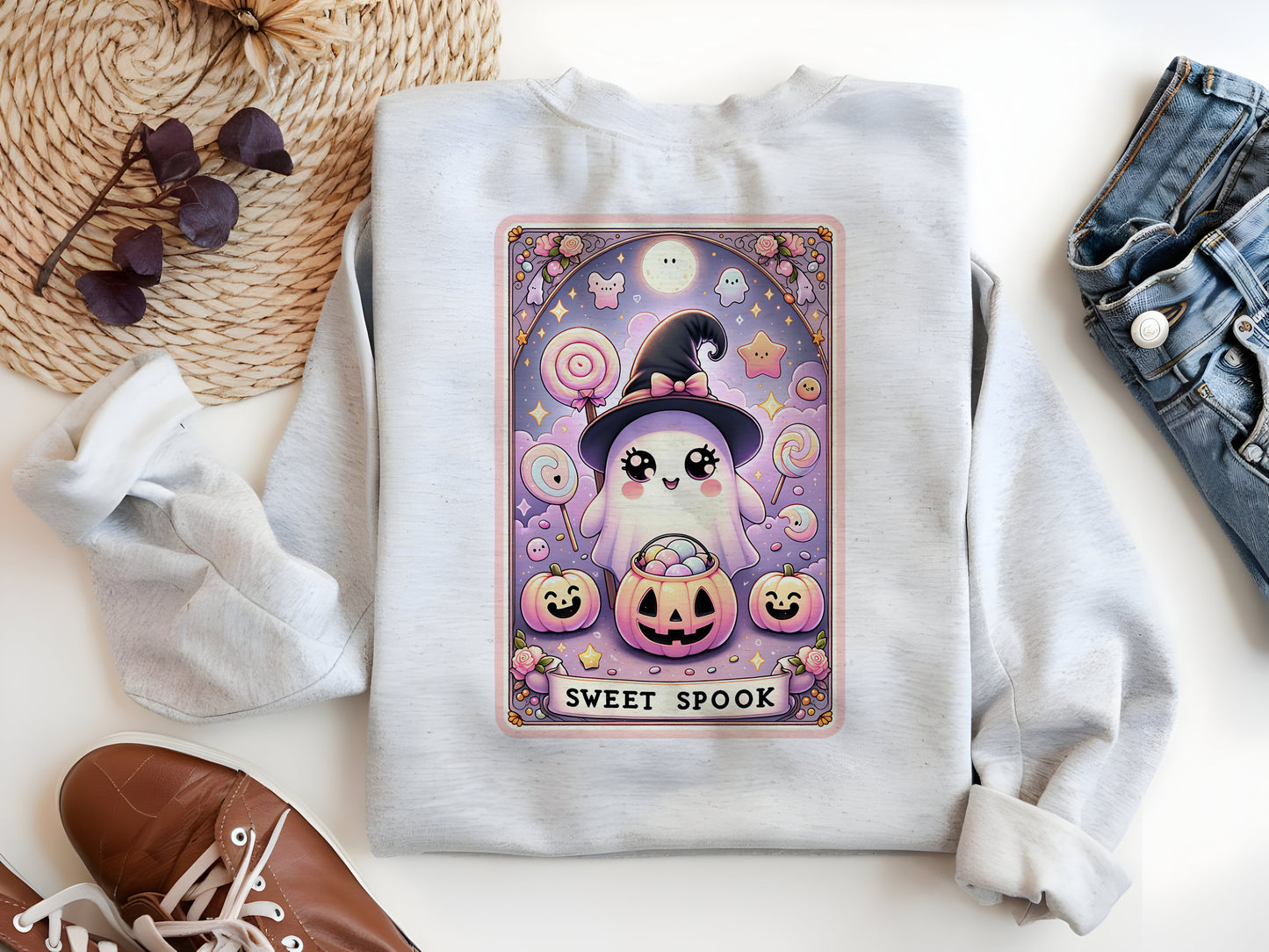 Carta del Tarot de Truco o Trato PNG: Lindo diseño de sublimación de fantasma de Halloween