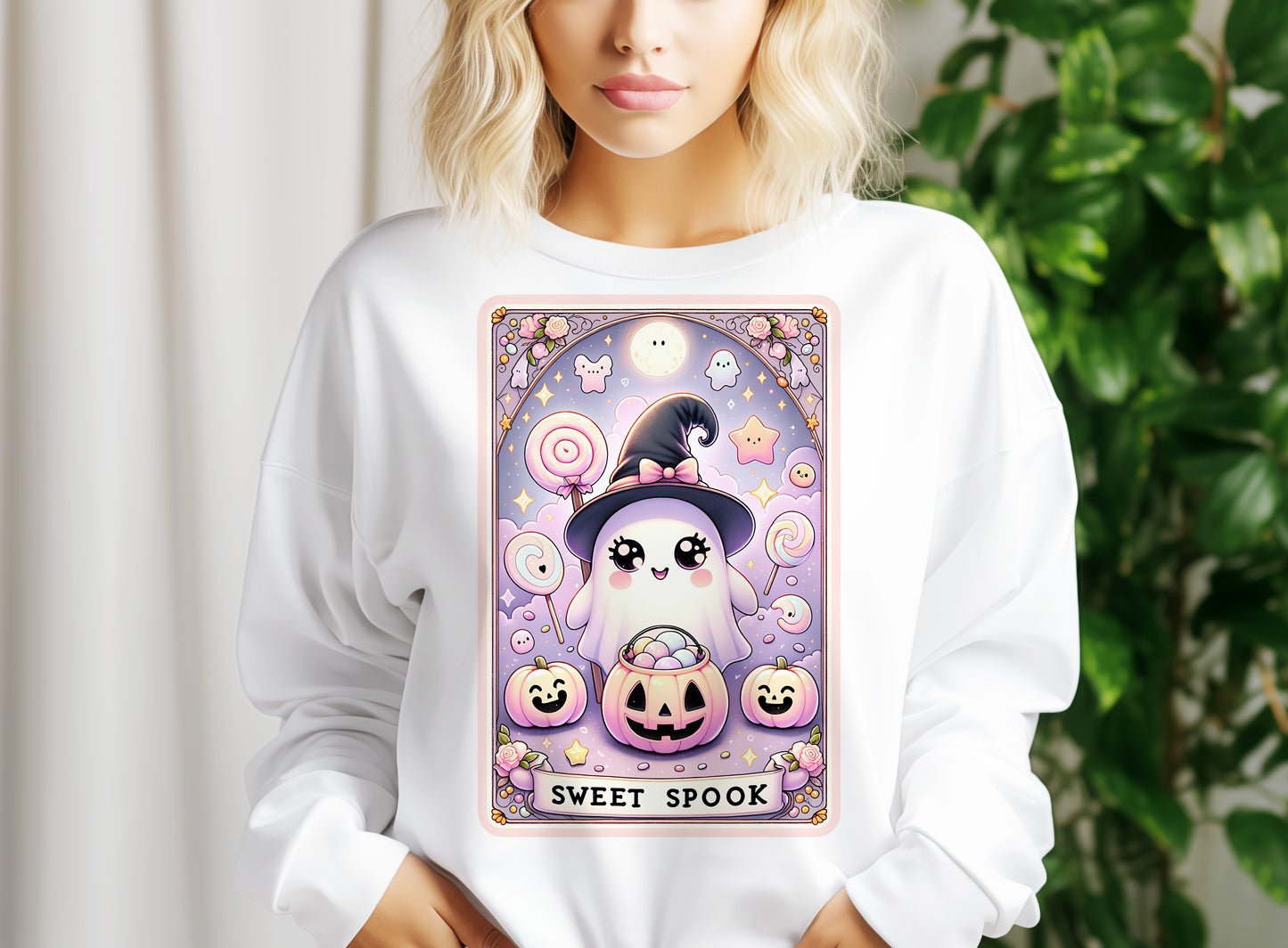 Carta del Tarot de Truco o Trato PNG: Lindo diseño de sublimación de fantasma de Halloween