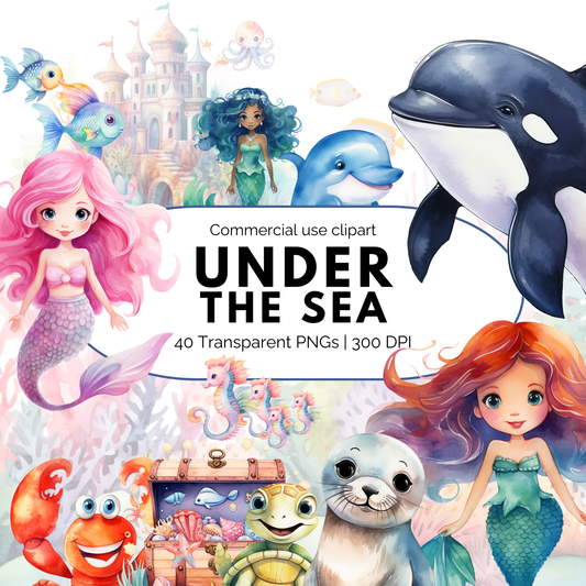 Clipart de acuarela bajo el mar