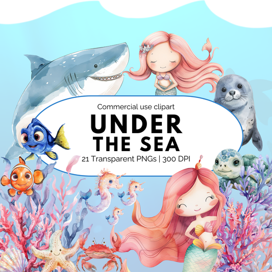 Acuarela bajo el mar clipart