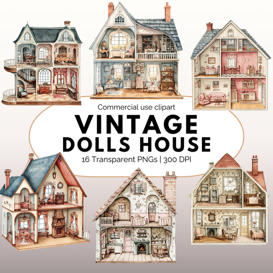 Imágenes prediseñadas de casa de muñecas vintage