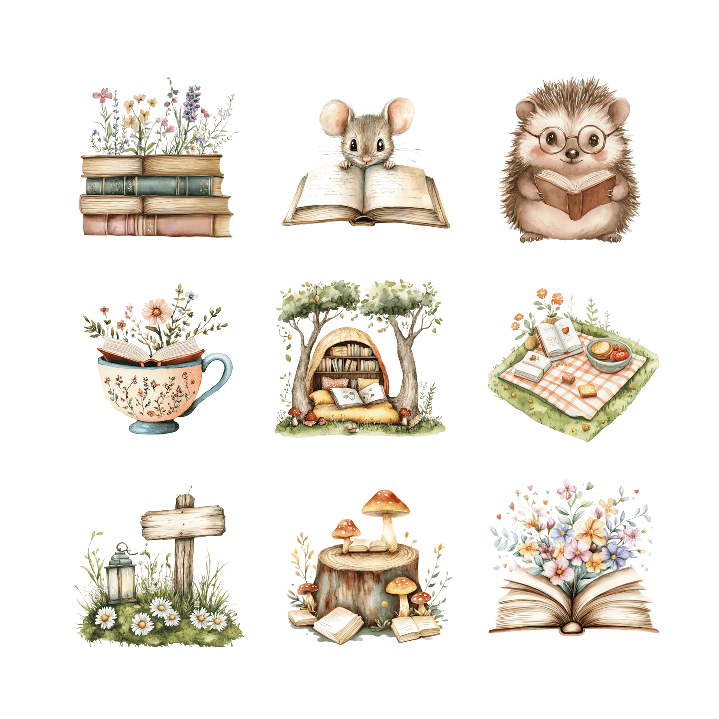 A New Chapter Baby Shower Clipart PNG | Watercolor Book Theme