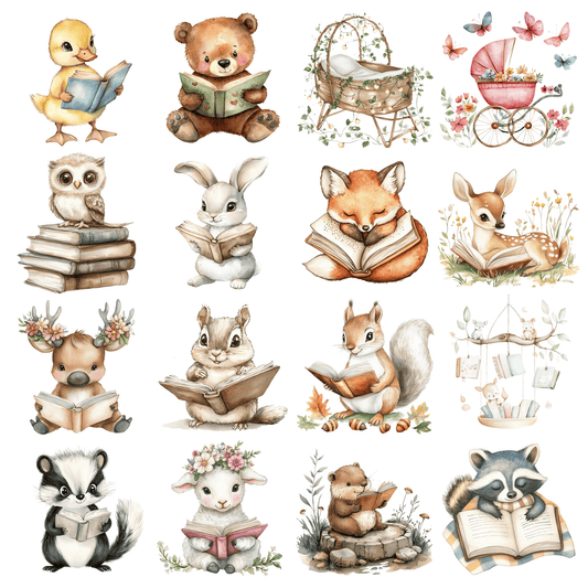 A New Chapter Baby Shower Clipart PNG | Watercolor Book Theme