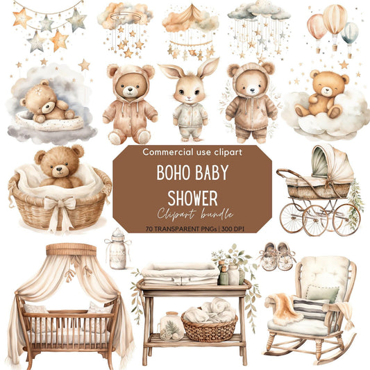 Boho Baby Shower Clipart