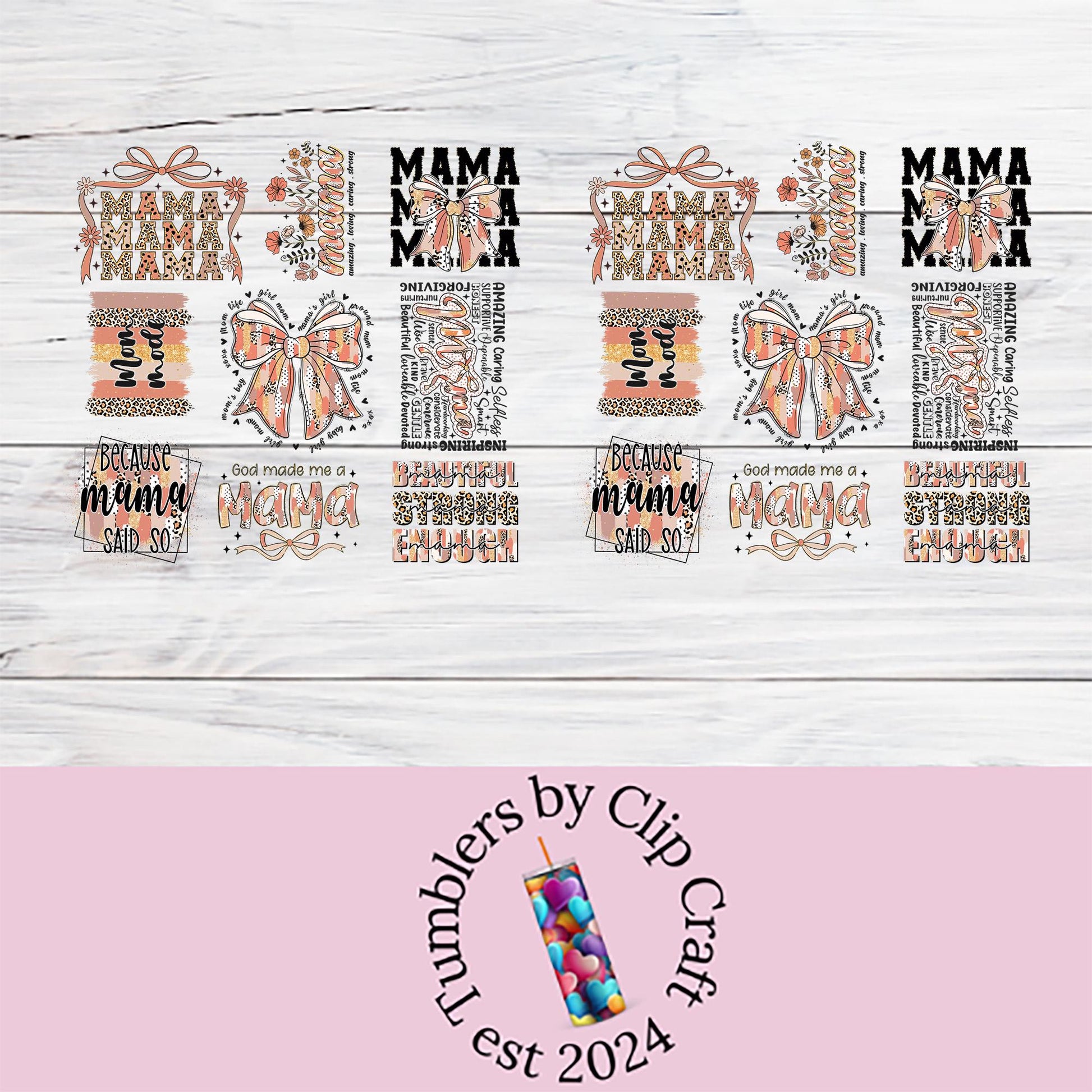 a pink and white background with the words mama mama on it