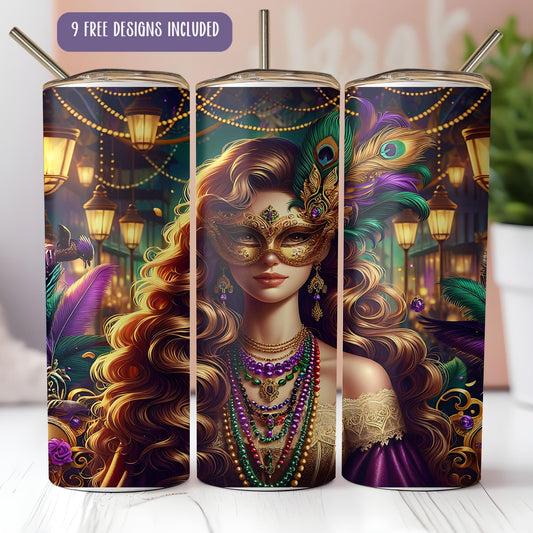 a set of three travel mugs with a woman wearing a mask