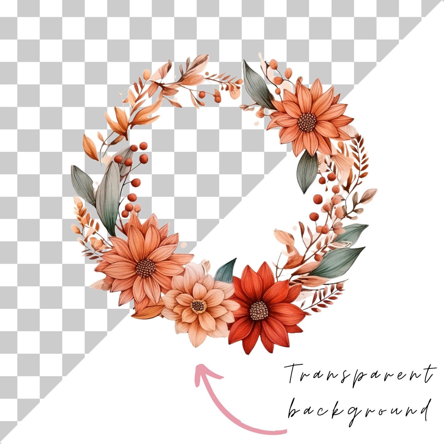 Clipart floral de terracota