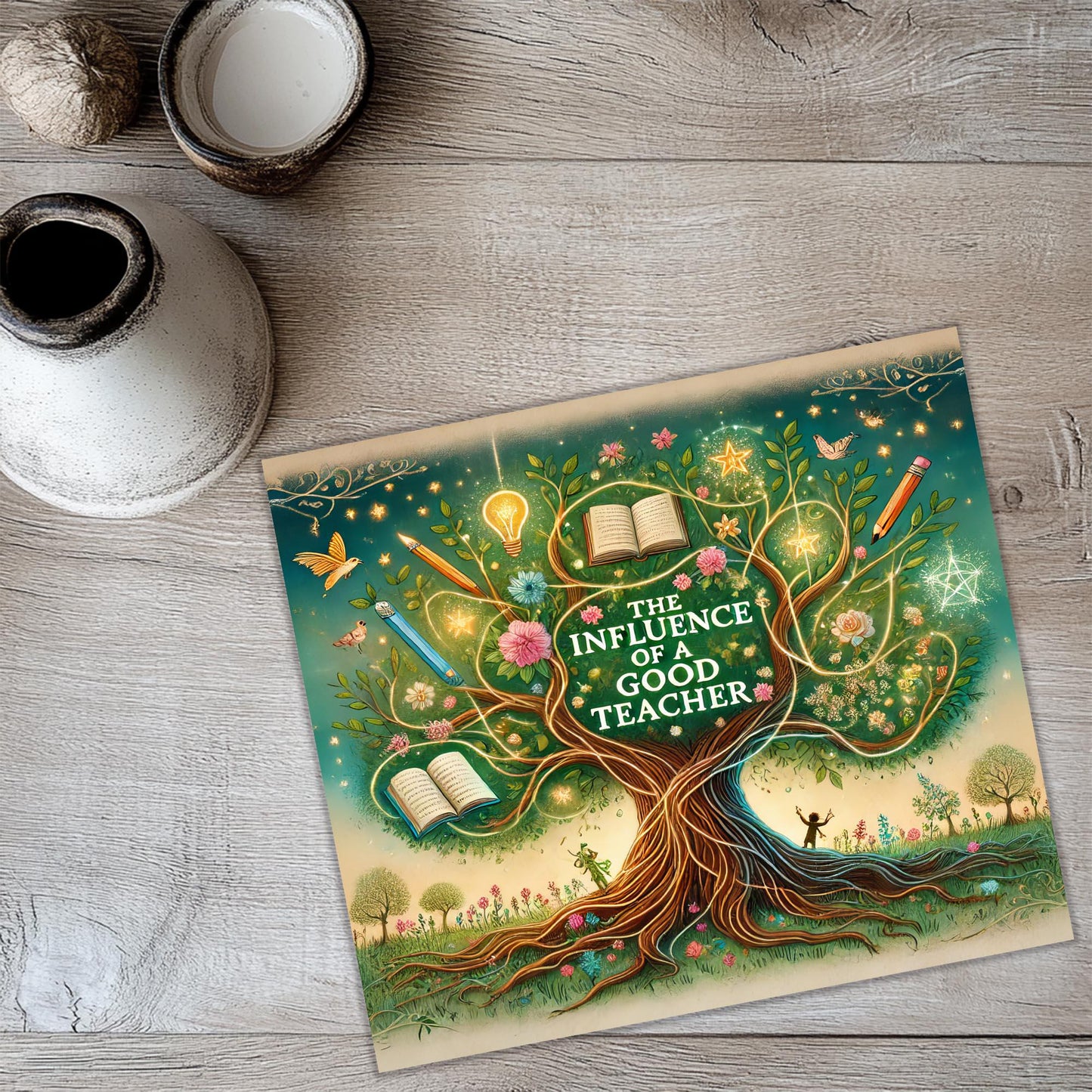 a picture of a tree with a book on it