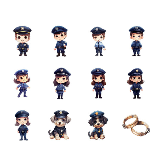 Watercolor Police Clipart