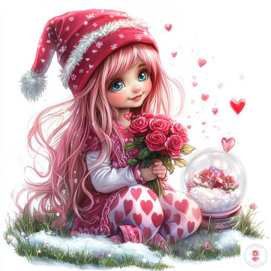 Pink Valentines Gnome Clipart