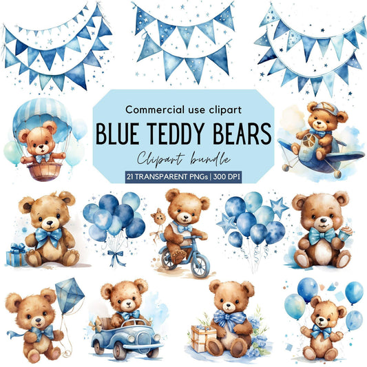 Watercolor Teddy Bear Clipart
