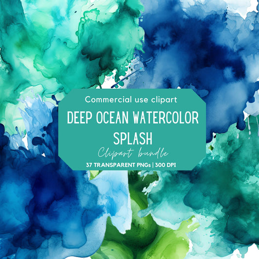Blue watercolor splatter clipart