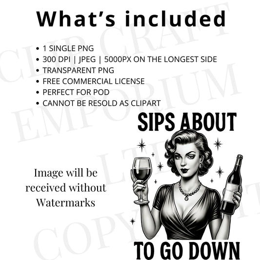 a woman holding a glass of wine with the words sips about to go down
