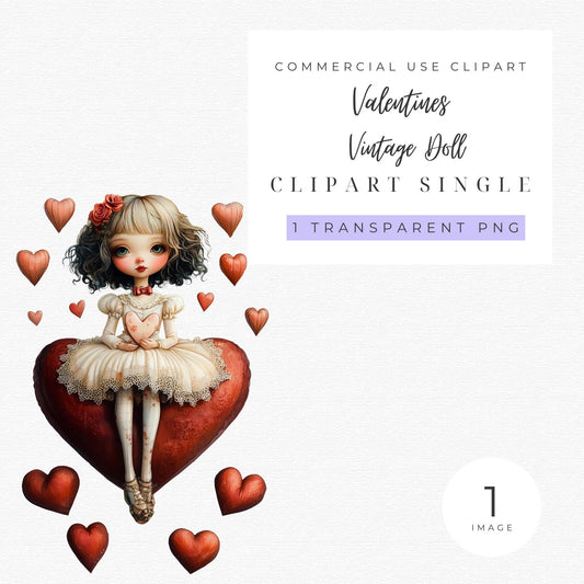 Clipart de chica de San Valentín individual