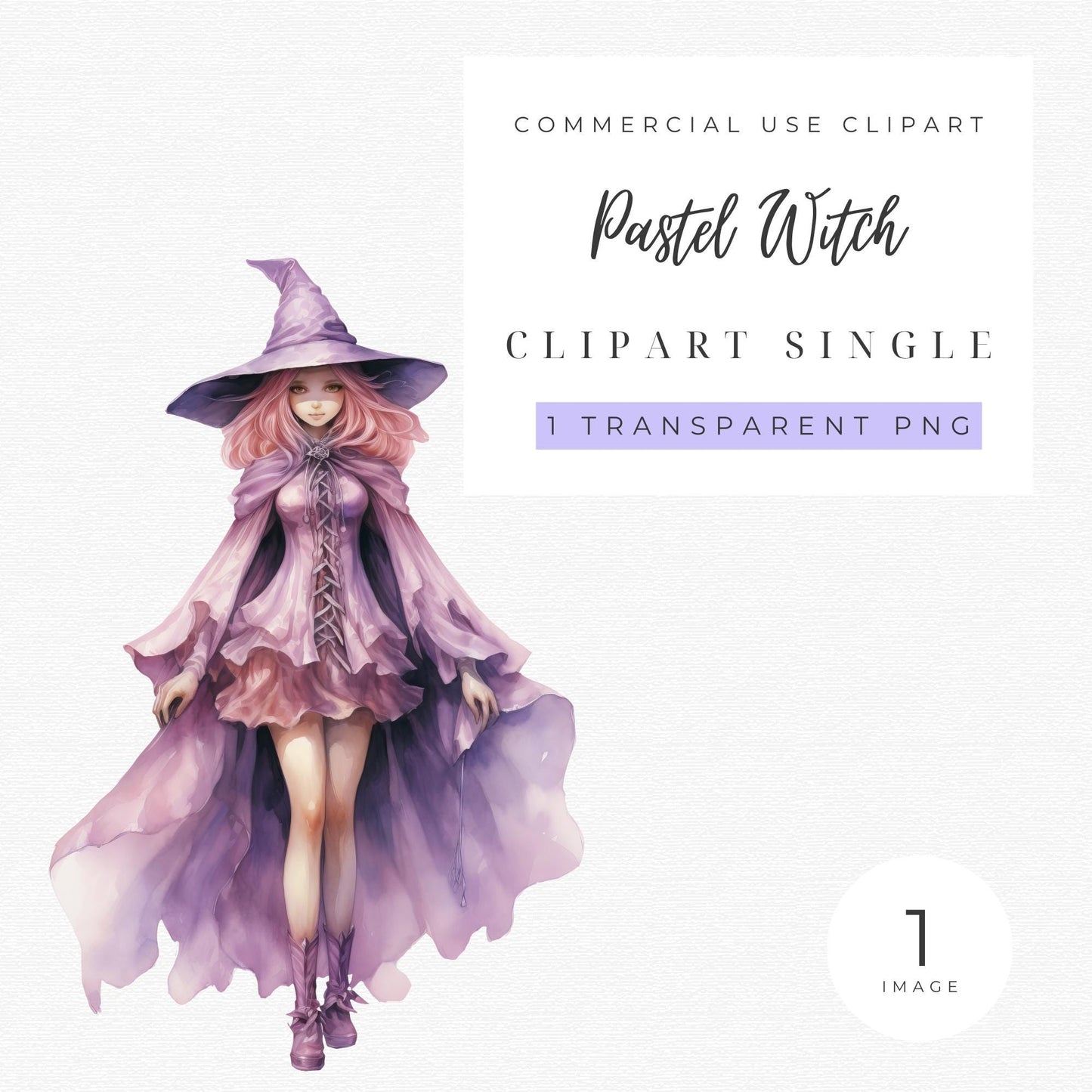 Watercolor Pastel Witch Clipart