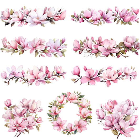 Clipart de magnolia rosa