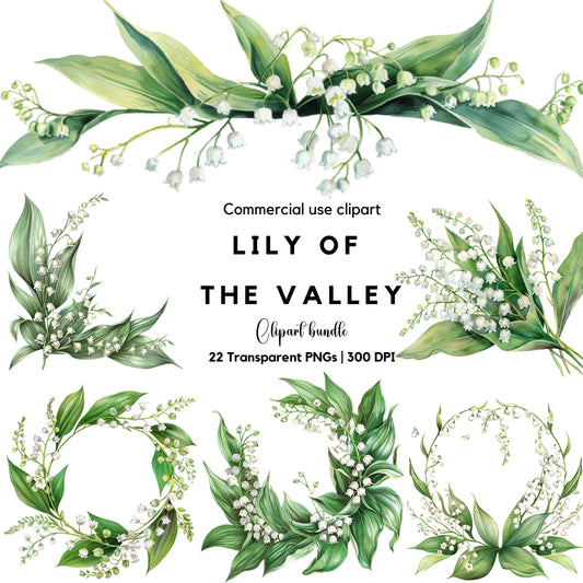 Clipart floral de lirio de los valles en acuarela