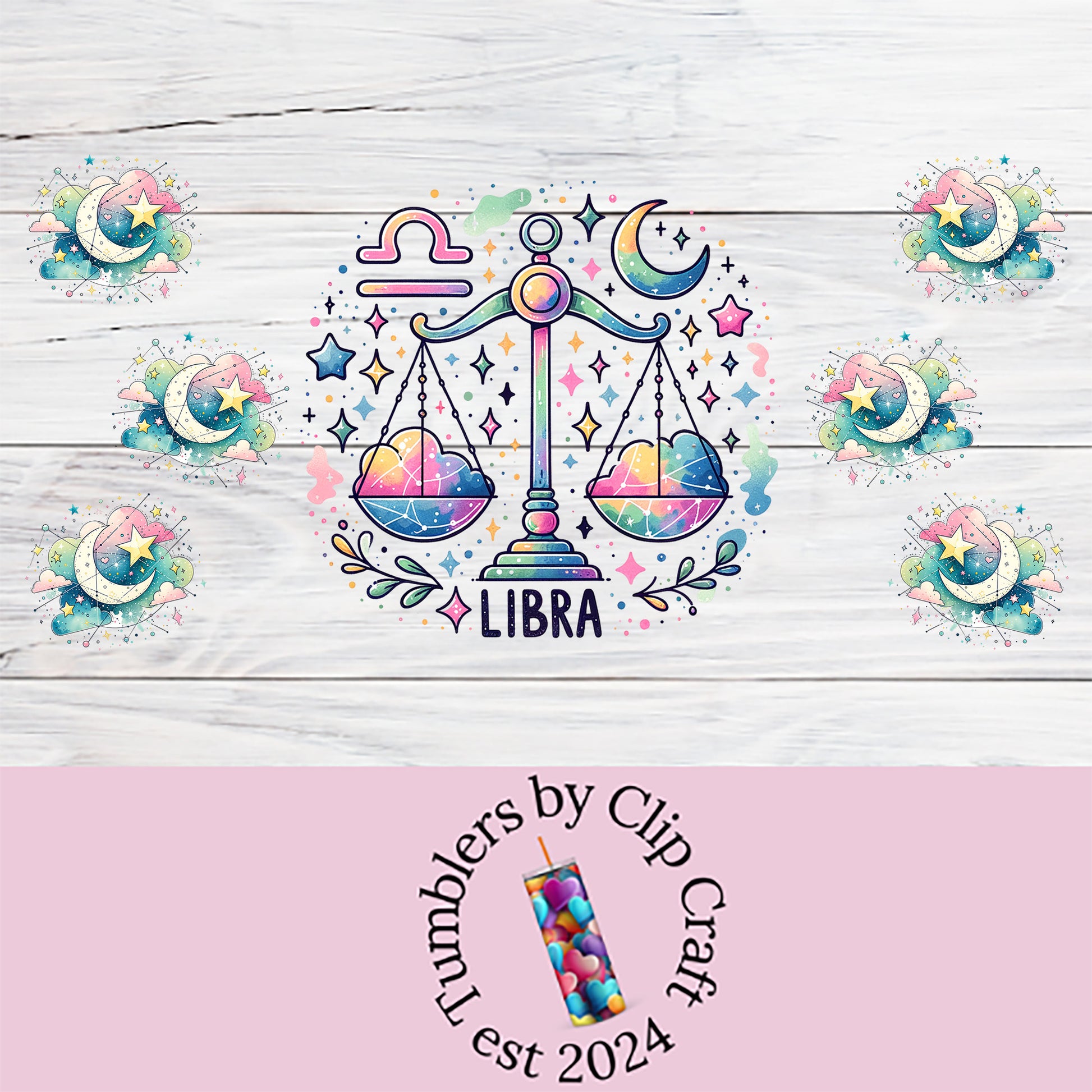 the libra logo on a white wooden background