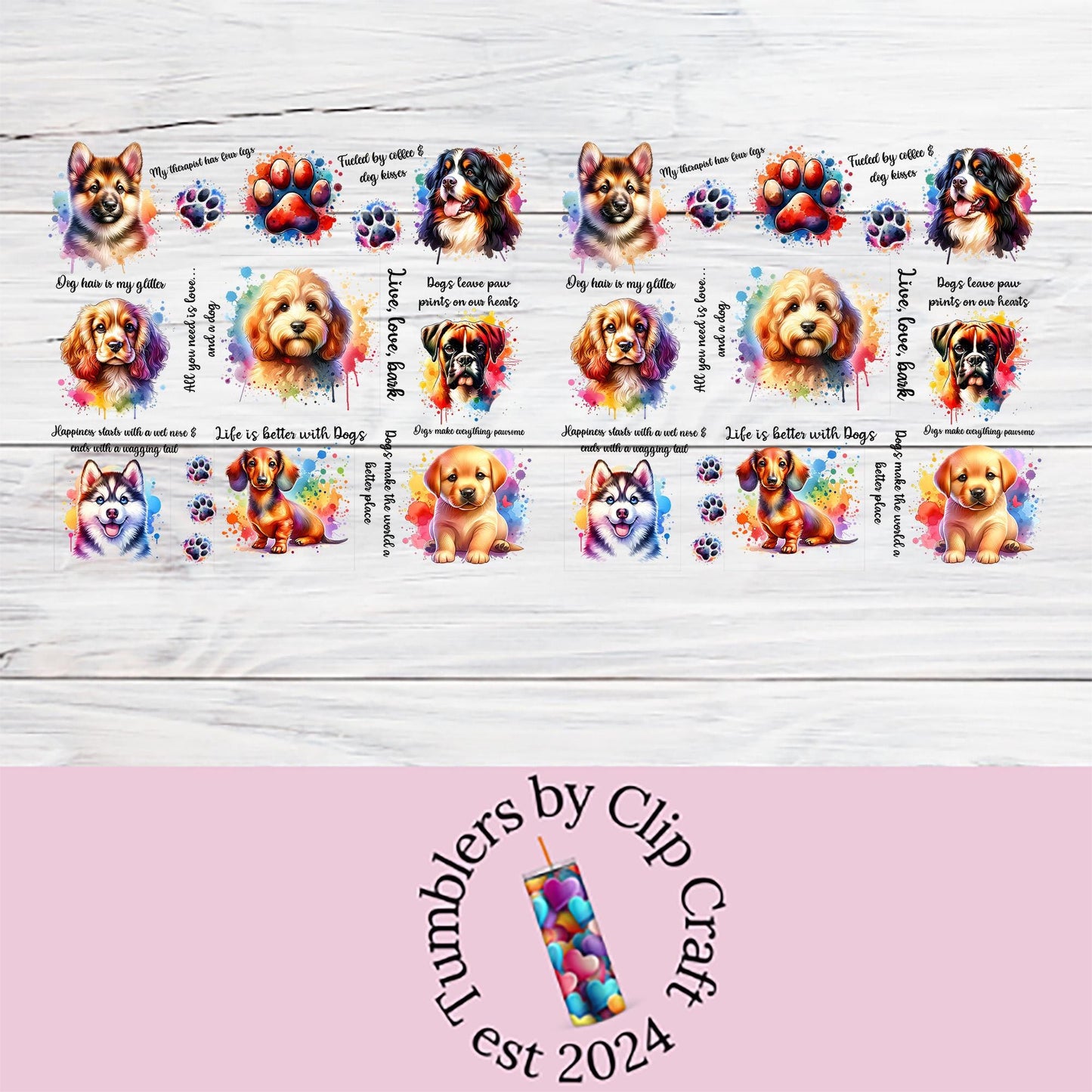 a picture of dogs on a wooden background