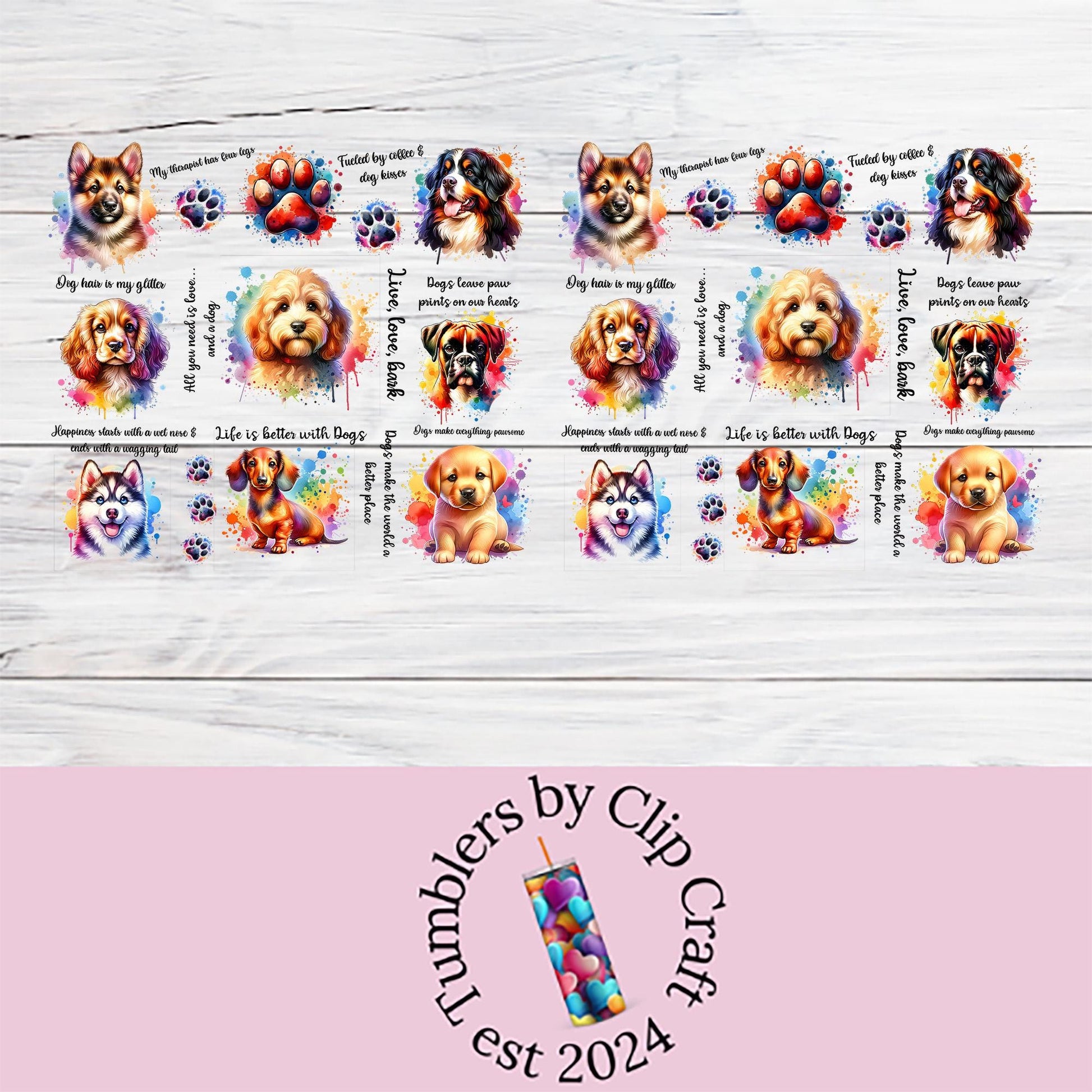 a picture of dogs on a wooden background