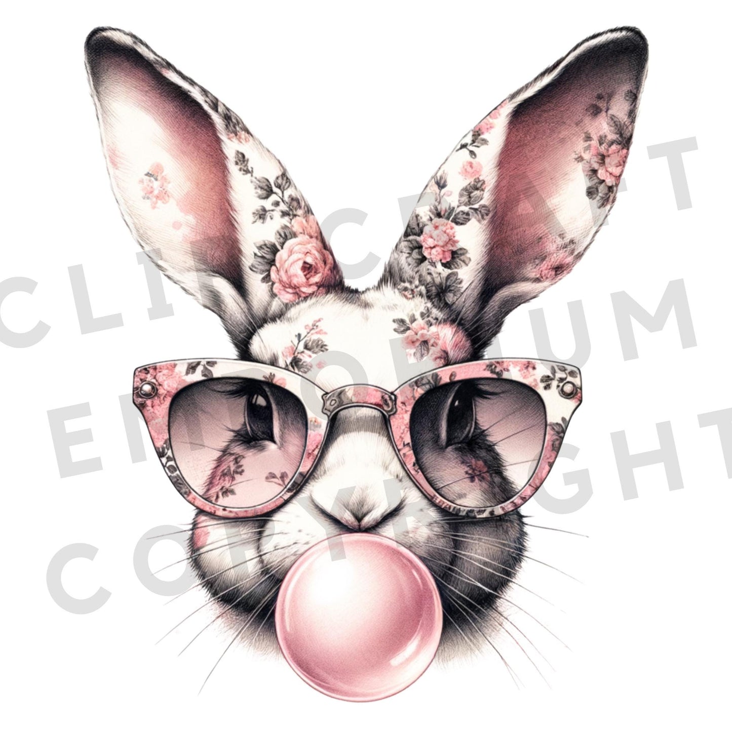 Diseño PNG de conejito con gafas vintage retro