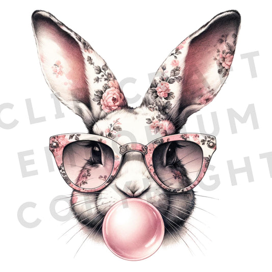 Diseño PNG de conejito con gafas vintage retro