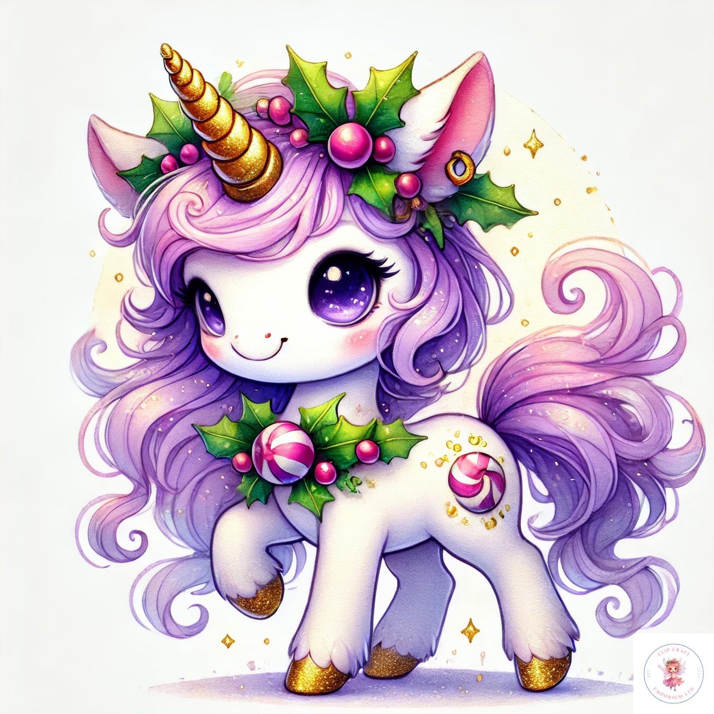 15 imágenes prediseñadas de unicornio navideño