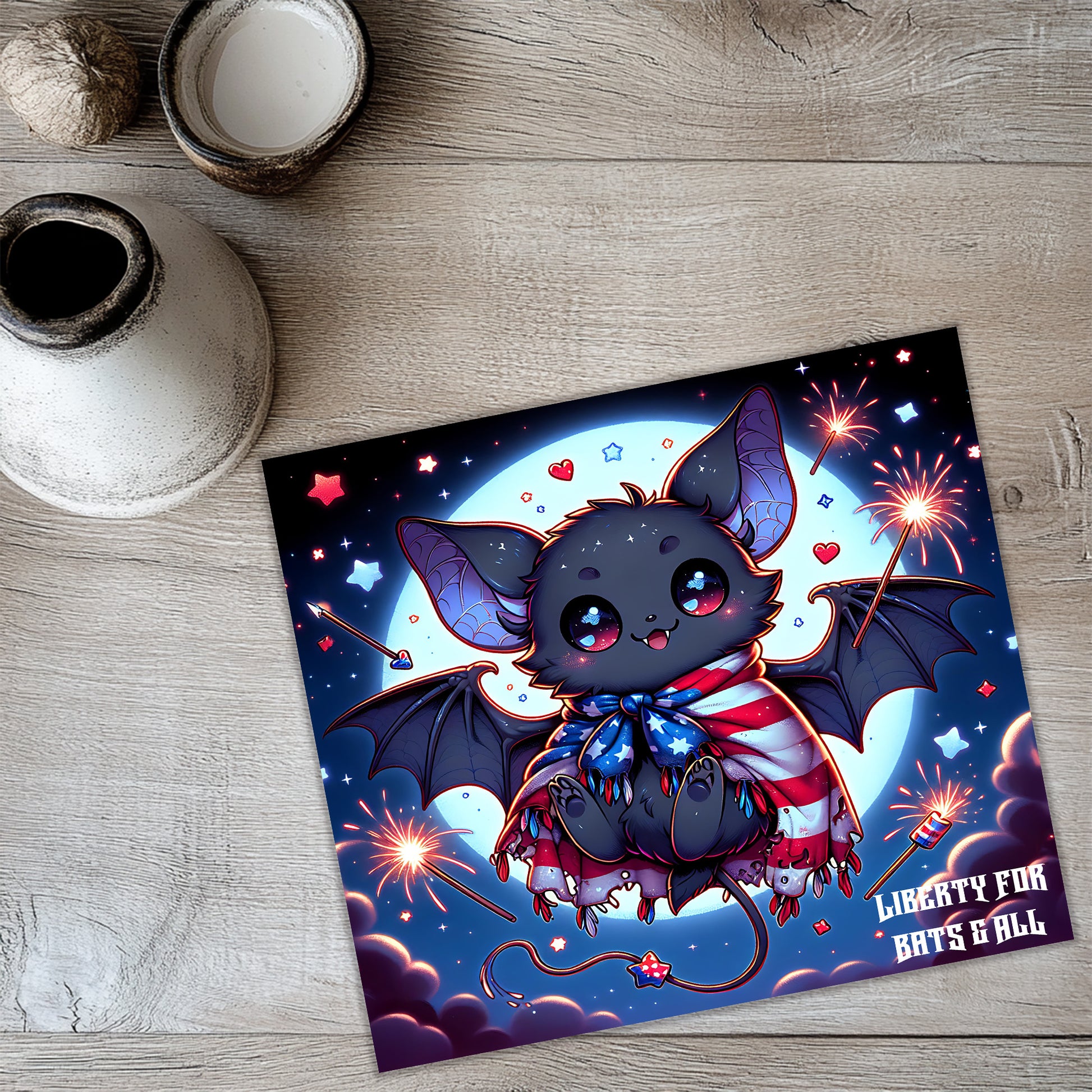 a picture of a bat on a table