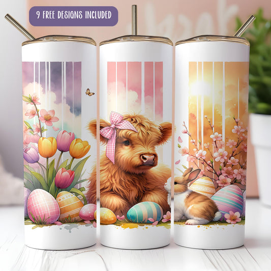a set of three coffee mugs with a picture of a dog and a bunny