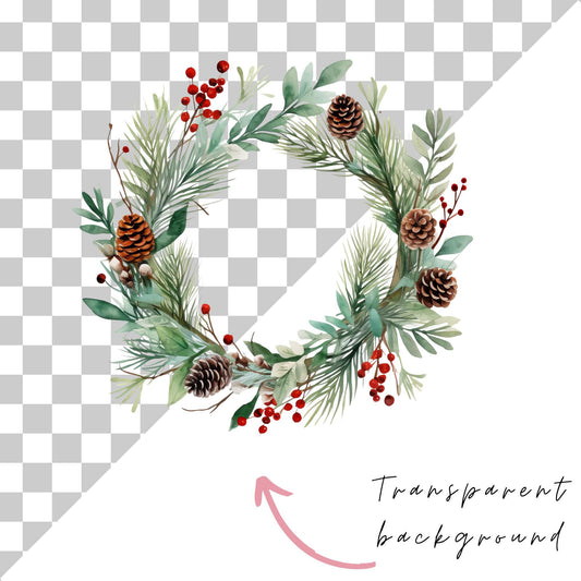 Festive Wreath Clipart Single