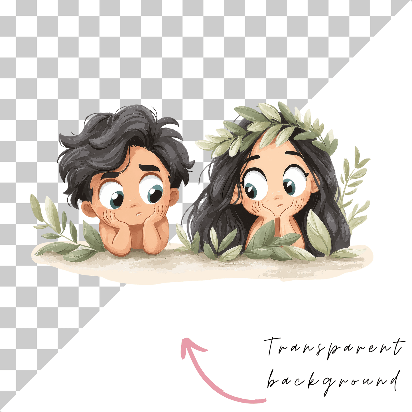 Adam & Eve Kids Clipart Bundle (42 PNGs, Commercial Use, Bible Story Clipart for Printables & Worksheets)